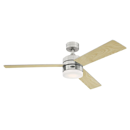 Westinghouse Alta Vista 52" smart fan, LED light, remote, brushed nickel, frosted glass.