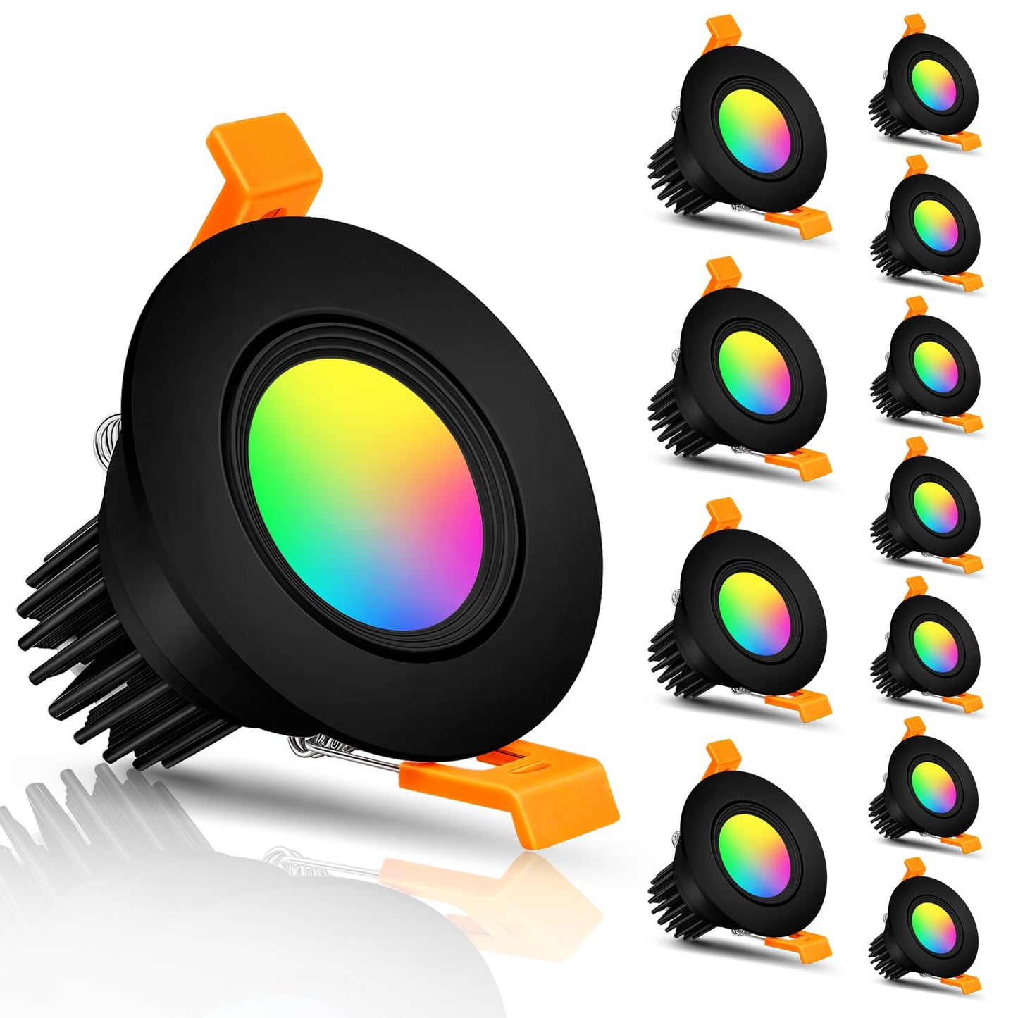 2" WiFi smart LED downlight, RGBCW, dimmable, Alexa/Google, 12-pack.