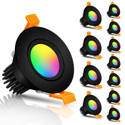 2" WiFi smart LED downlight, RGBCW, dimmable, Alexa/Google, 12-pack.