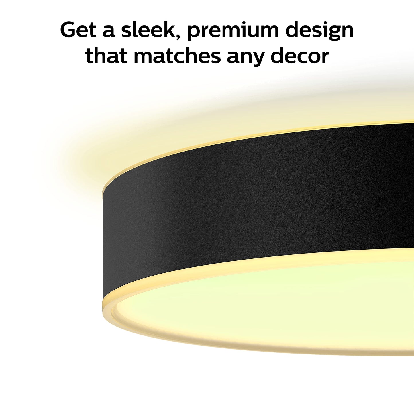 Philips Hue Enrave large ceiling lamp, black, warm-to-cool white, 3-pack, smart control.
