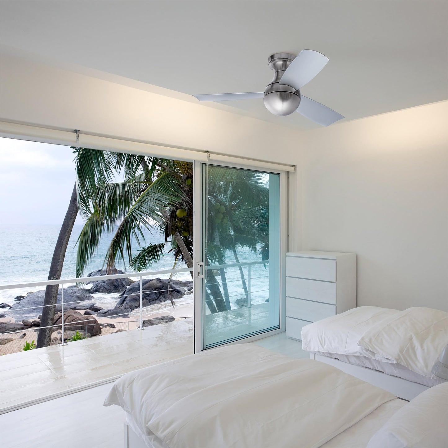 Orb 44" smart fan, 3000K LED, remote + wall cradle, Alexa/Google, indoor/outdoor.